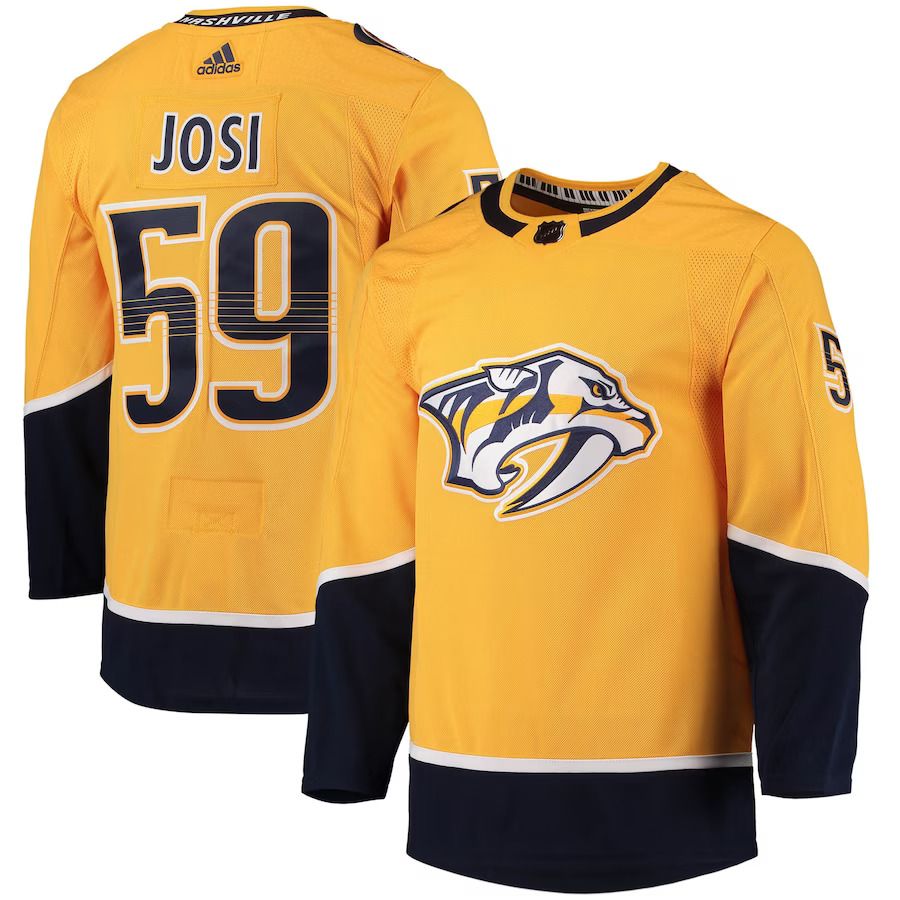 Men Nashville Predators 59 Roman Josi adidas Gold Home Primegreen Authentic Pro Player NHL Jersey